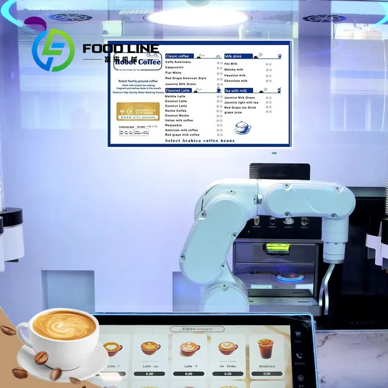 Geavanceerde koffie-automaat met robotarm, 200-300 capaciteit, creditcardbetaling, metalen behuizing, intelligente robotarmbesturing