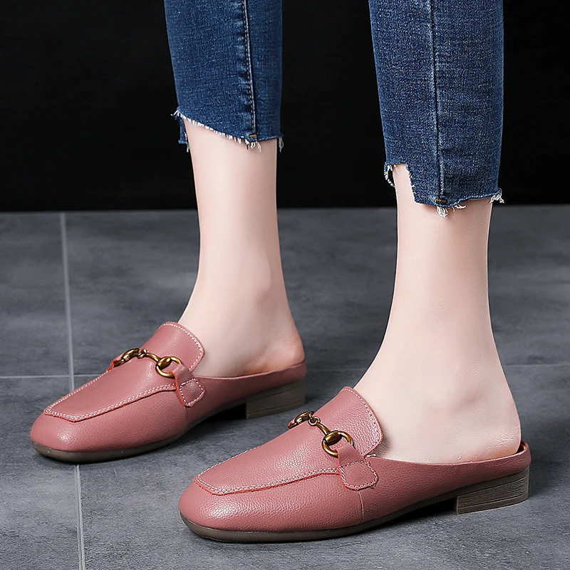 Mules Shoes Women Loafers Ladies Half Shoes Slip On Flats Female Summer Casual Fashion Luxury Brand Designers