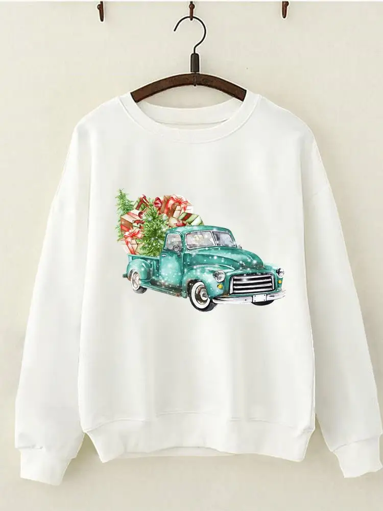 

Gift Truck Trend Cute Style Graphic Sweatshirts Christmas Fashion Clothes New Year Casual Print Women Wear Clothing Pullovers