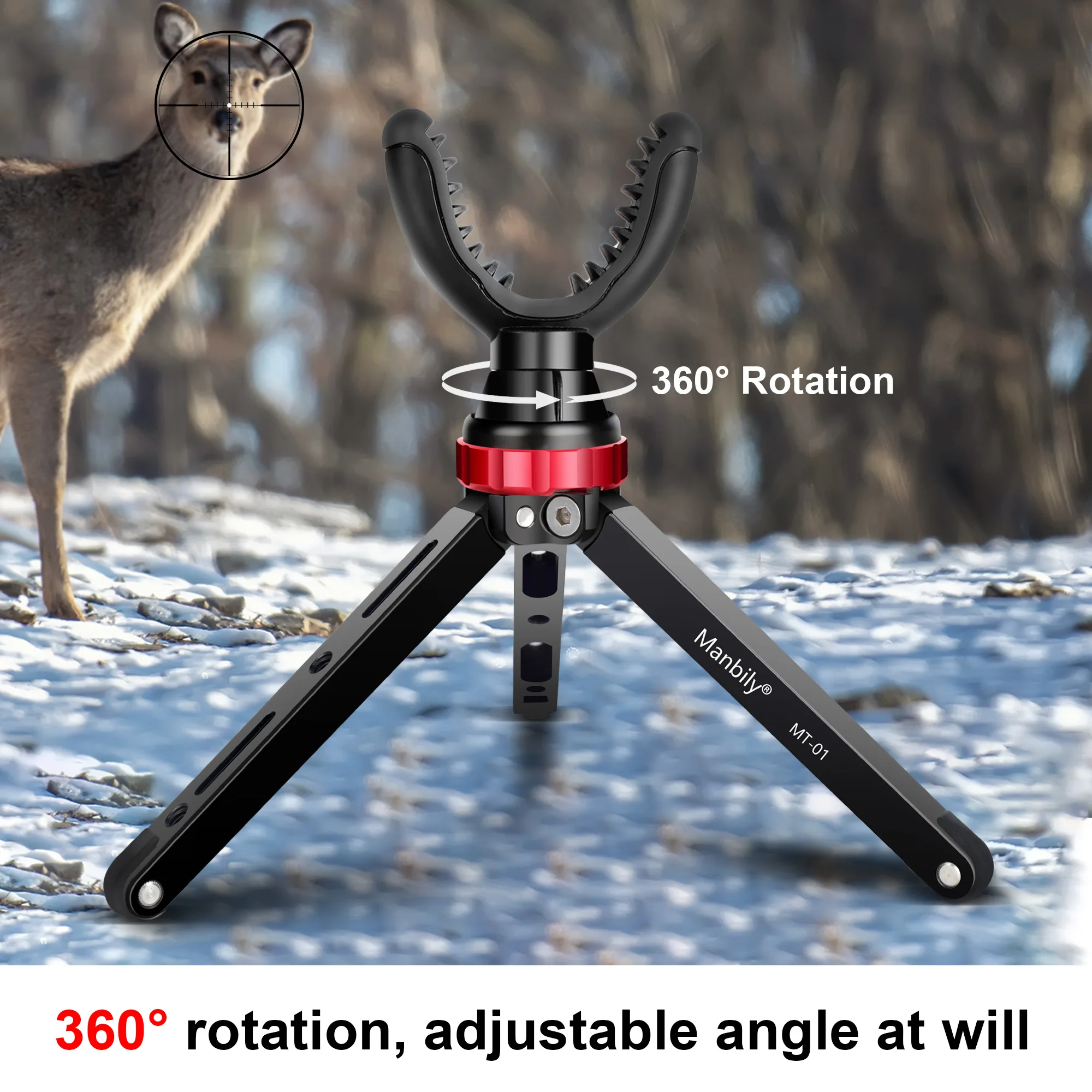 Manbily Portable Rifle Clamp Rest Head Shooting Rest Tripod Stick For Hunting Shot Camping Support Mount Holder Aluminum