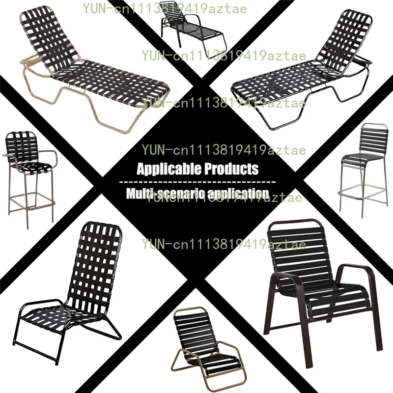 Outdoor Patio Chaise Lounge Repair Kit, 2Inch Width 20Ft Vinyl Replacement Straps with Metal Rivets for Patio Chair Refit