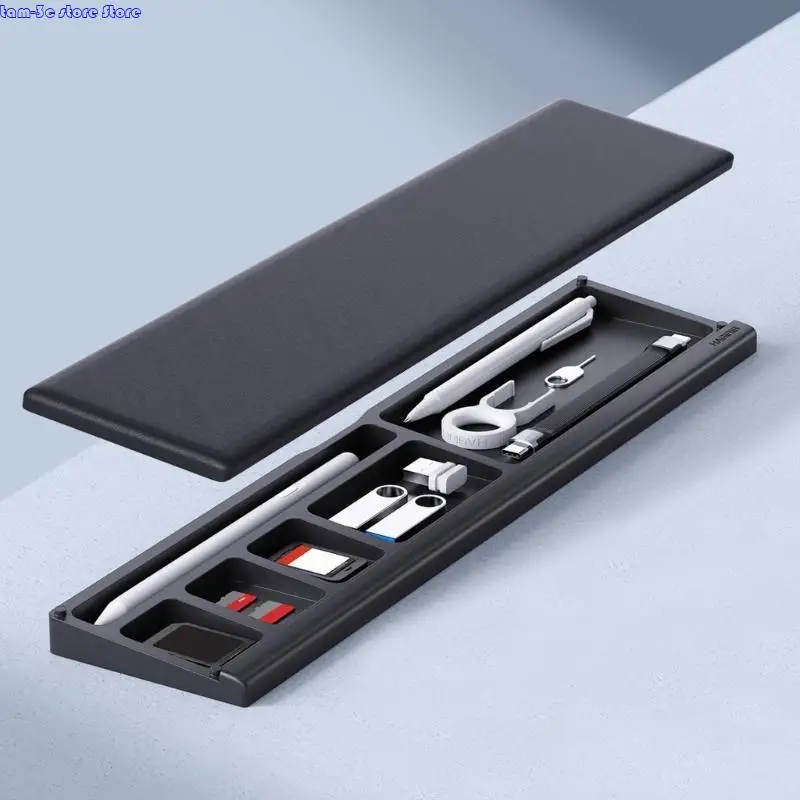 D0UA Keyboard Wrist Rest Pad Support with Desktop Partition Storage Case Ergonomic
