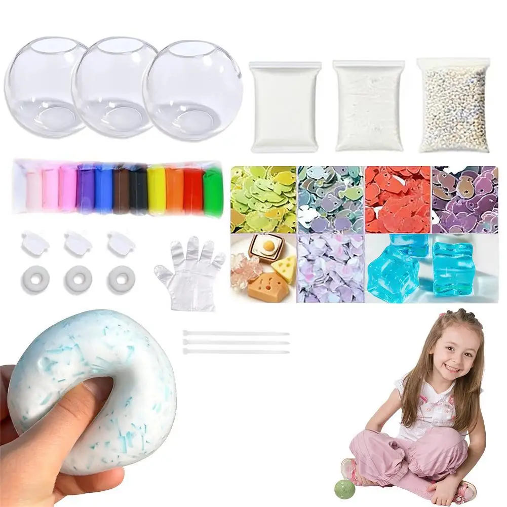 DIY Squish Ball Craft Kit Empty Squeeze Ball Skins with Filling Materials Like Foam Slow Rebound Stress Relief Toy