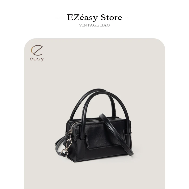 EZeasy Light Luxury Niche Designer Mini Crossbody Bag New Retro Lady Square Handbag Solid Color Vintage Shoulder Bags for Women