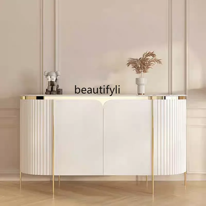 

Italian Entrance Cabinet Paint Simple Modern Shoe Cabinet Living Room Sideboard Light Luxury Stone Plate Curio Cabinet