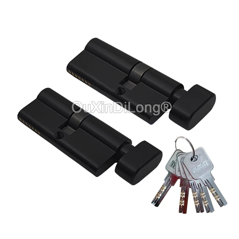 Hotsale 1PCS Black European Solid Brass 70mm/80mm/90mm/100mm Partiality Lock Cylinder Core Door Lock Gall Repair Parts + 5 Keys