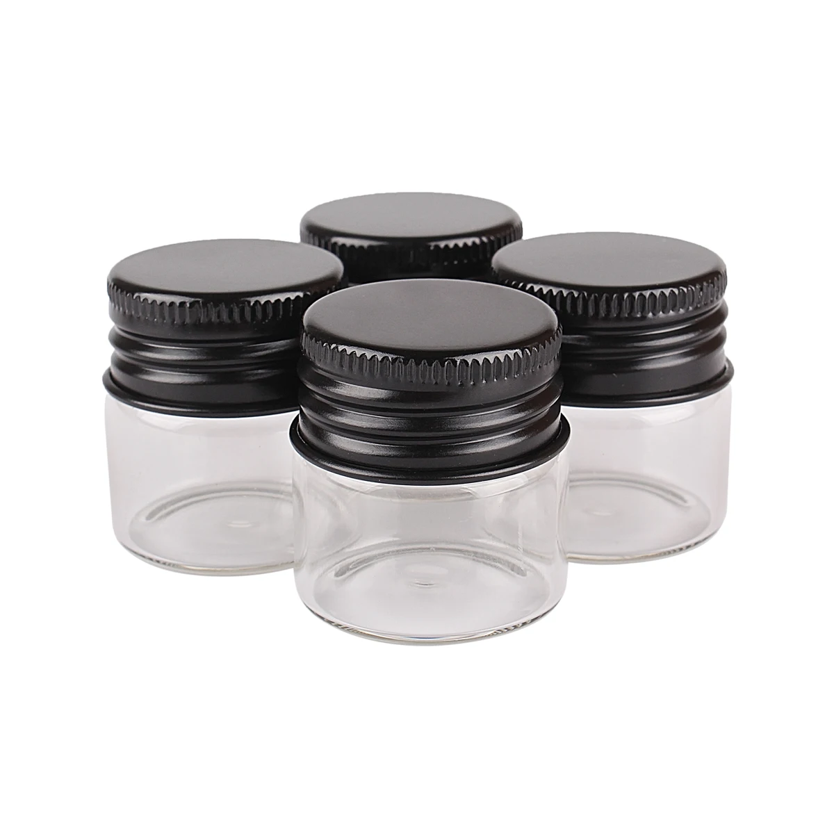 Botellas de vidrio con tapas de aluminio negro, frascos de vidrio, vasos de vidrio, botella de poción para fiesta de boda, 5 piezas, 10ml, 30x30mm