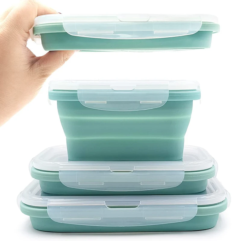 3pcs Collapsible Silicone Food Container Portable Bento Lunch Box Microware Home Kitchen Outdoor Food Storage Containers Box