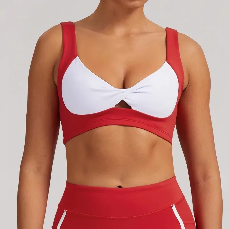 Бюстгальтер для йоги в стиле пэчворк контрастного цвета, бюстгальтер для бега, противоударный плотный бюстгальтер с красивой спинкой, тренажерный зал, фитнес, женское спортивное нижнее белье, топ