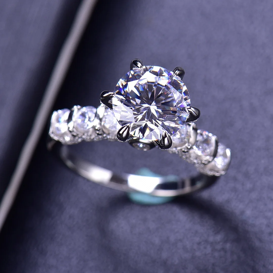 

18K Women's Gold Ring Mosan Diamond D Color VVS1 gold ring Wedding/Engagement/Anniversary/Birthday/Party/Valentine's Gift