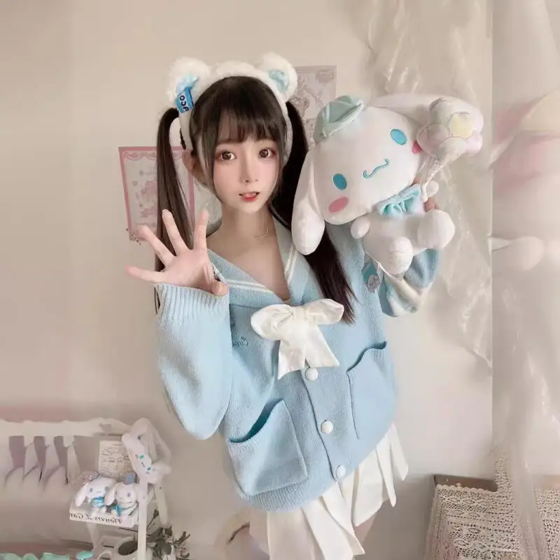 أنيمي لطيف سينامورول المرأة سترة الكرتون Y2K فضفاضة الدافئة Kawaii فتاة بلايز الربيع والخريف الحلو كلية نمط ملابس امرأة