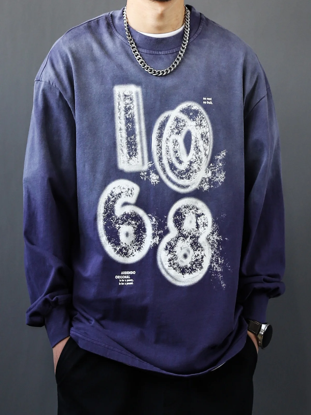 

Хлопковая футболка Waed с длинными рукавами в стиле хип-хоп, мужская, весенне-осенняя, с принтом, модная, дышащая, с круглым вырезом