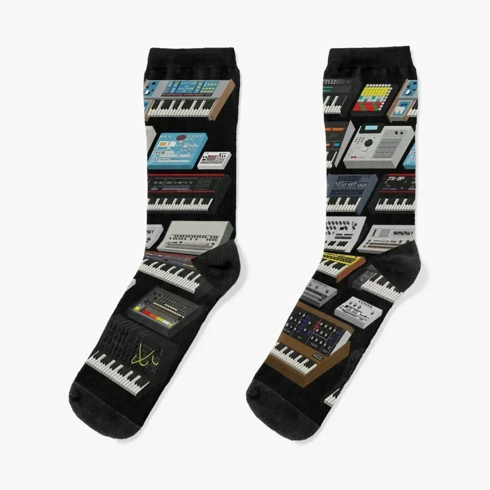 

Synthesizer and Drum Machine Fan Collection Socks crazy happy luxe Designer Man Socks Women's