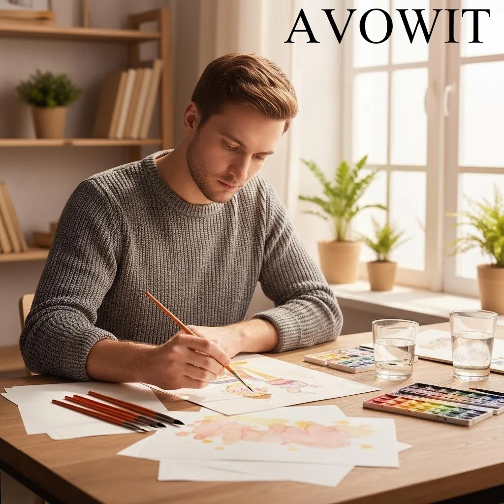 AVOWIT 8-teiliges Kunstpinsel-Set – Vielseitige runde und flache Nylonpinsel für Acryl, Aquarell, Öl, Gesichtsbemalung, Leinwand und DIY – Detail 6