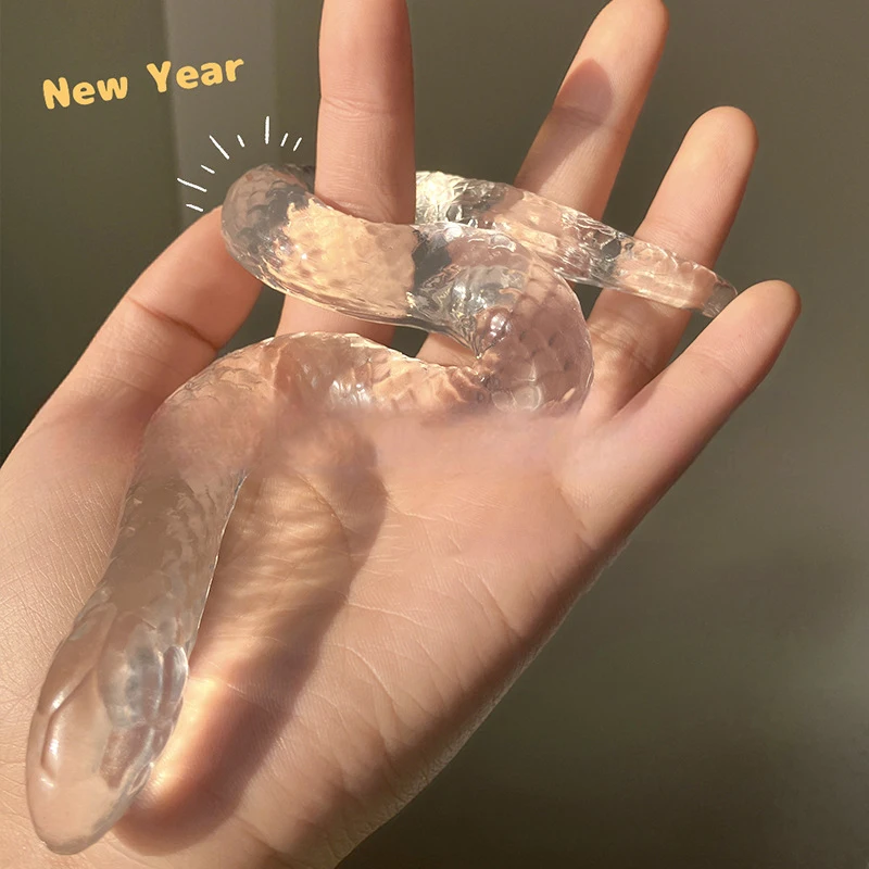 Cute Squeeze Transparent Snake Decompression Toy Simulation Curved Snake Squeezing Pinching Soft Relief Pressure Gift Toy