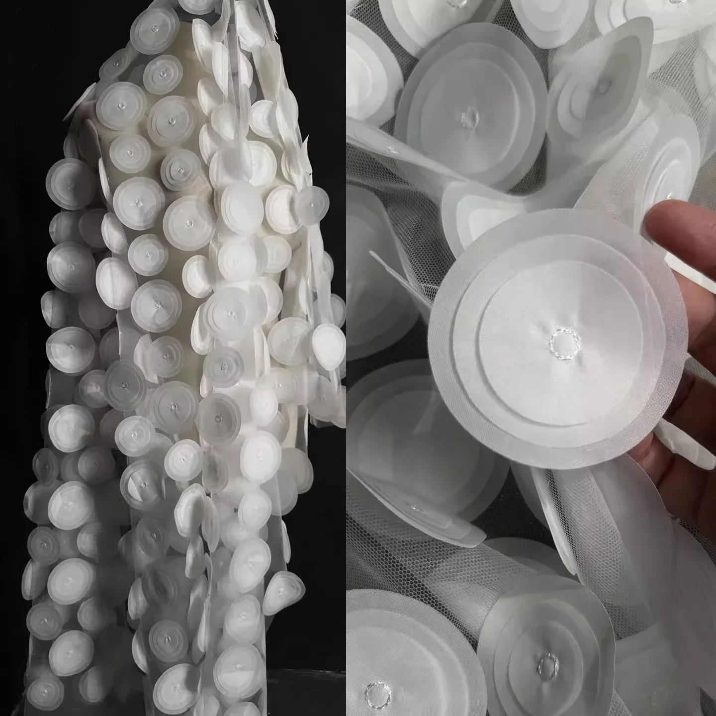 مجسمة قطعة قطع دائرية منظور شبكة النسيج الخياطة فستان الزفاف ثوب مسائي التخرج مصمم DIY النسيج