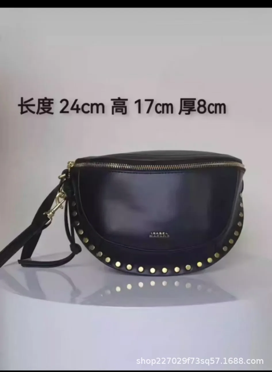 

Popular IS Classic Series SKANO Black Single Shoulder Cow Leather Half Moon Waist Bag for Women