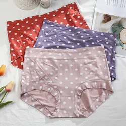 3Pcs/lot Panties for Women Modal Soft Seamless High Waisted Dot Print Wide Leg Hem Underpants Plus Size 7XL Lady's Underwears