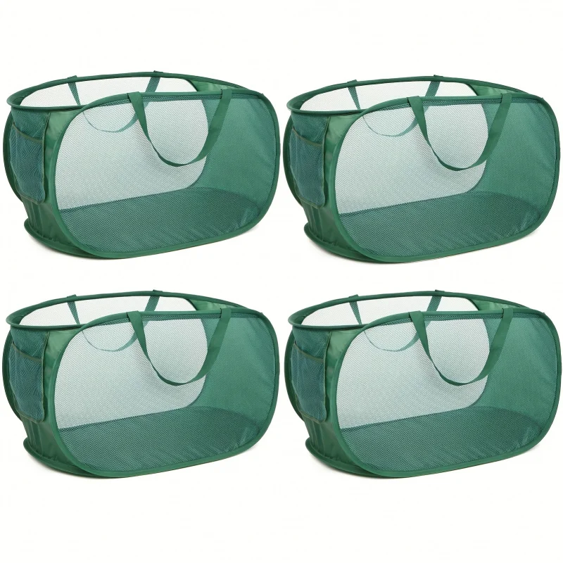 

Складные корзины для белья из 2 предметов, выдвижные сетчатые корзины с усиленными ручками и боковыми карманами, портативное хранилище