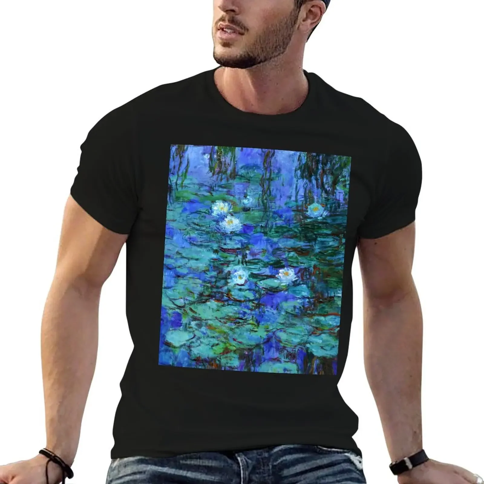 Claude Monet Water lilies - Blue Water lilies (4) T-Shirt boys whites tees anime men clothes