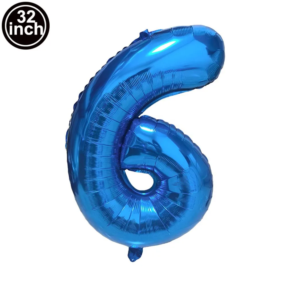 Number 6 Balloon 6 Digit Balloons Six Blue Figure Green Globe 6th Birthday Big Large Red Rose Golden Black Colorful 32 inch