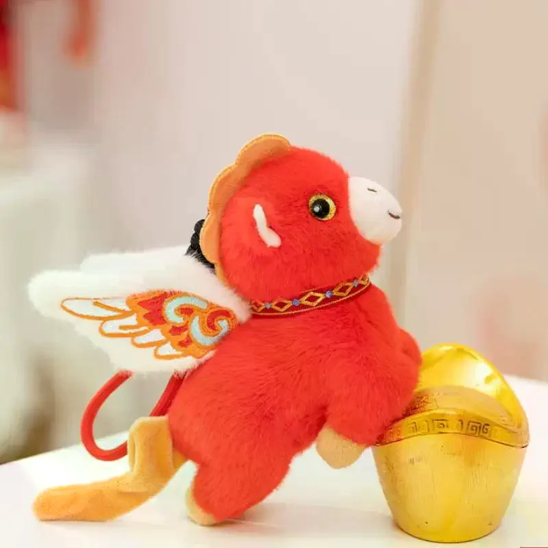 Kawaii Cartoon Flying Pony Sleutelhanger Pluche Paard Jaar Mascotte Pop Hanger Rugzak Hangend Ornament Leuke Nieuwjaar Feestcadeaus