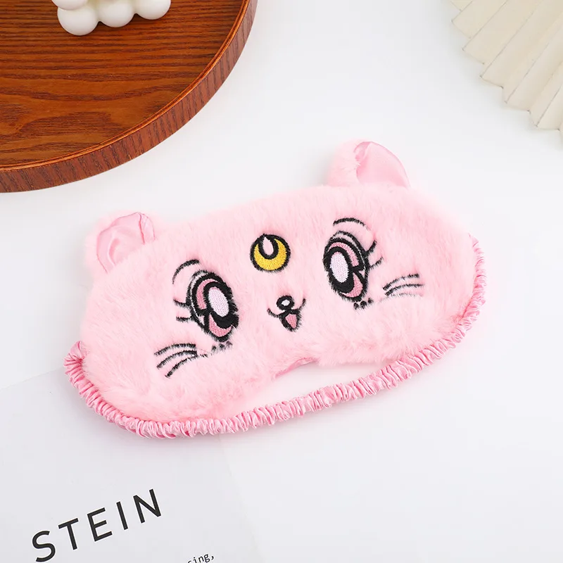 Sailor Moon Blindfold Anime Luna White Black Pink Plush Eye Mask Decoration Sleeping Patch Kawaii Accessories Kids Birthday Gift