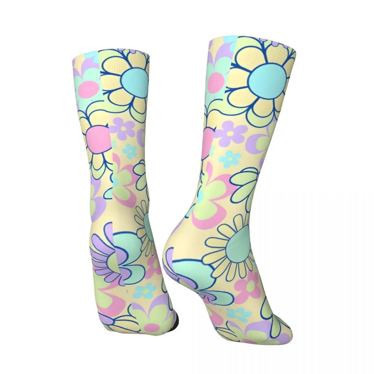 Vintage Summertime Flowers Men's compression Socks Unisex Harajuku Seamless Printed Novelty Crew Sock