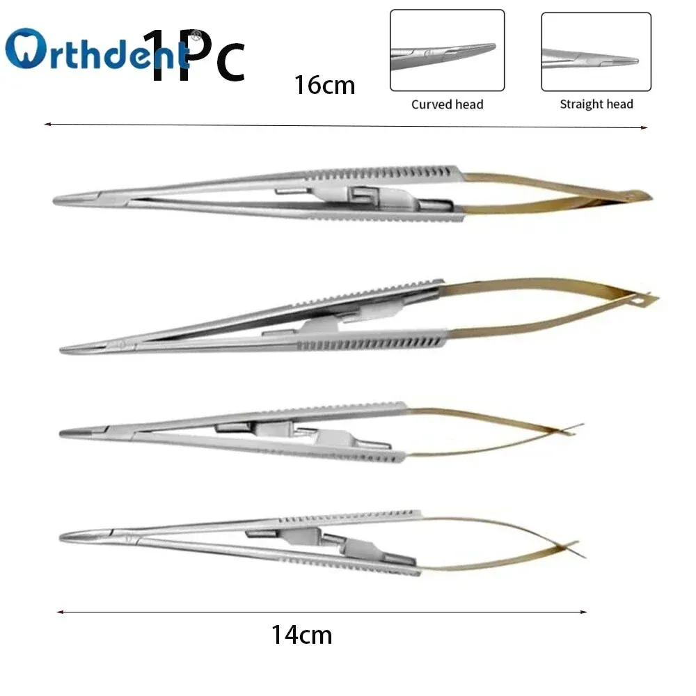 1Pc Dental Orthodontic Implant Castroviejo Needle Holders14/16cm Straight/Curved Head Dentistry Tool Surgical Pliers Forcep