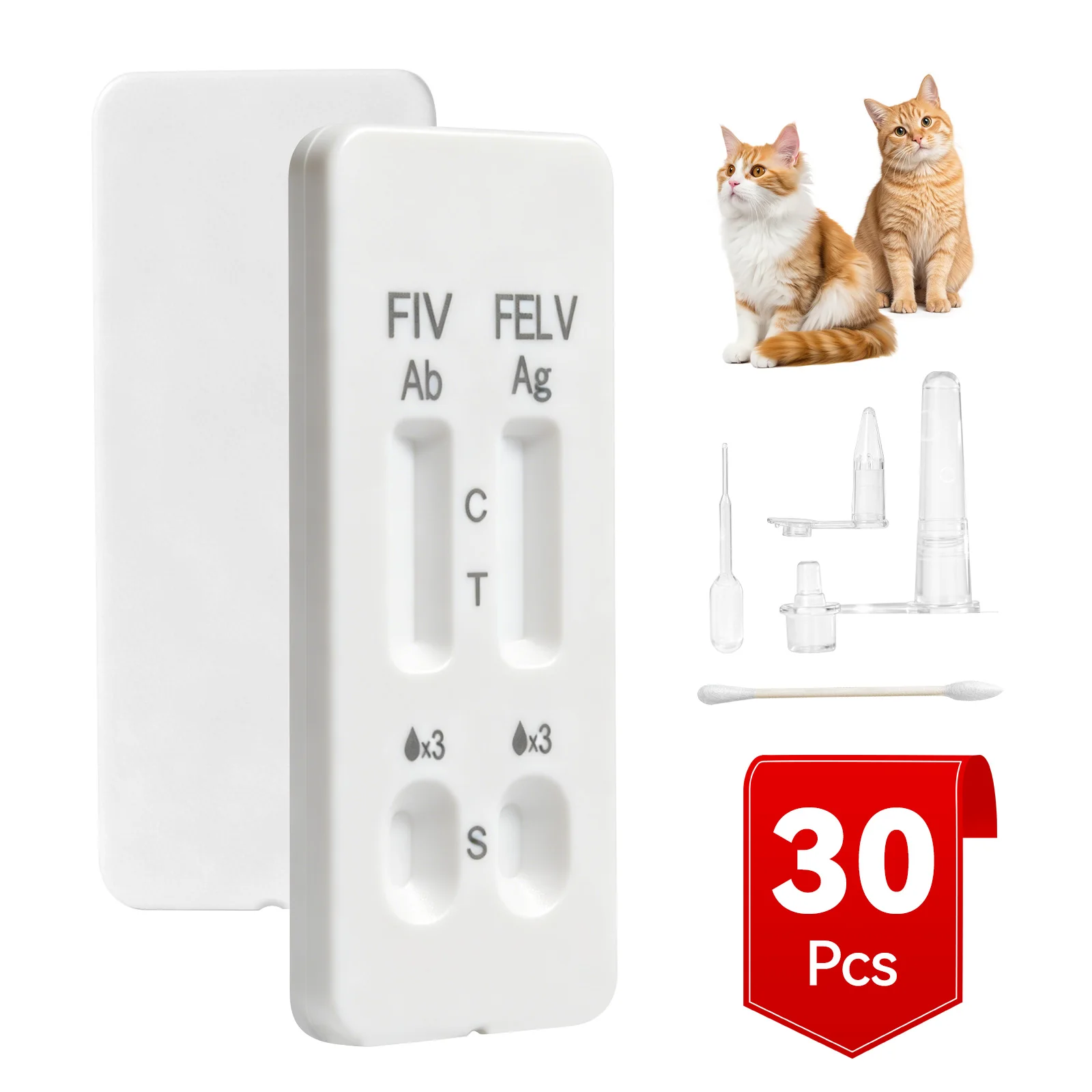 30/50 Pcs (FIV+FeLV) Feline Immunodeficiency Ab And Leukemia Ag Combo Test Kits for Cats Home Health Detection