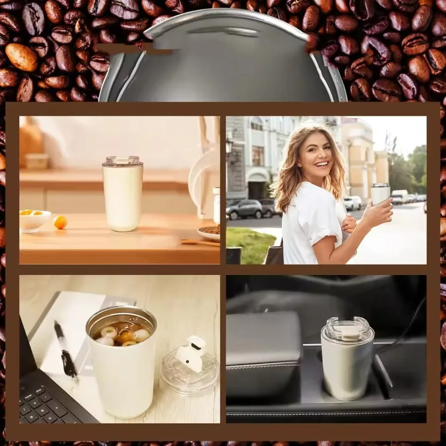 

Insulated Tumblers with Lid, Thermos Mug Travel Coffee Mug Stainless Steel Vacuum Thermos Cup,Leak Proof Reusable Double