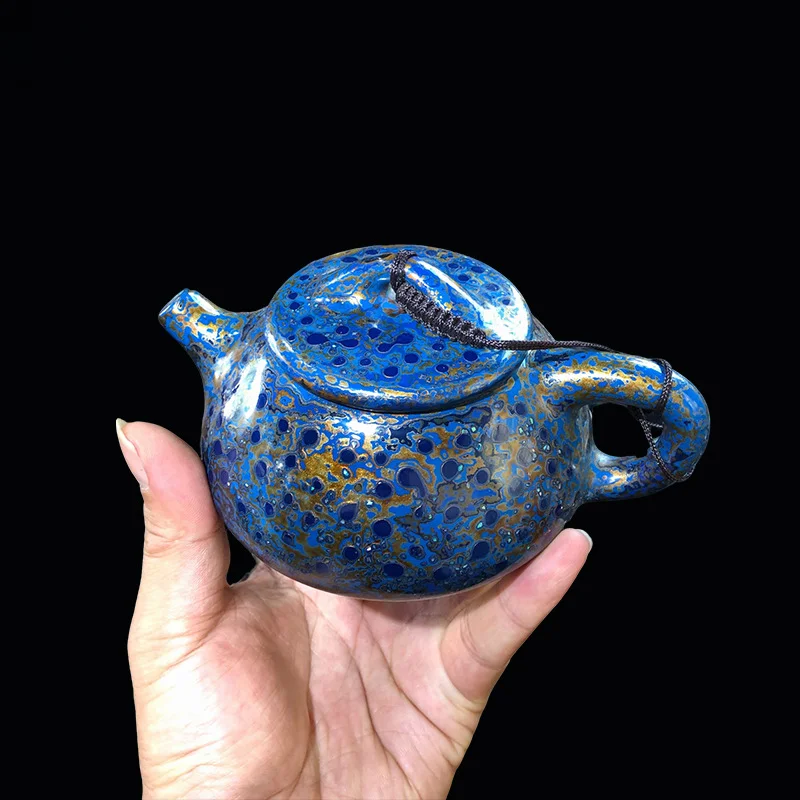 Handmade Chinese Lacquer Teapot with Lid Retro Kung Fu Tea Set Office Home Decor Collectible Tea Vessel