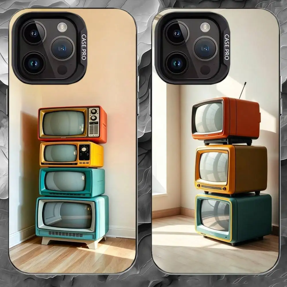 

R-RetroVintage Phone Case For iPhone 17 16 15 14 13 12 11 Pro Max Plus Silver Matte Black Cover