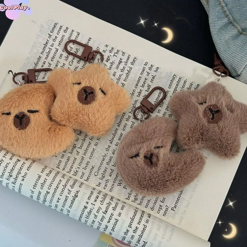 

Soft Capybara Plush Keychain Stuffed Pentagram Hape Capibara Doll Plush Keyring Simulation Cartoon Chirping Kapibara Pendant