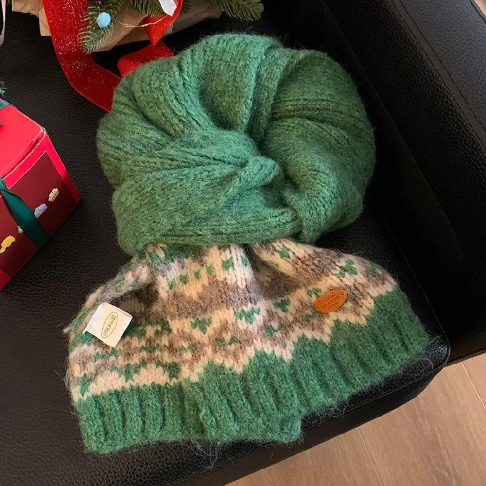 

Elegant Wool Jacquard Knitted Scarf Warm Winter Cashmere Scarves Thicken Korean Style Fair Isle Style Shawl Student