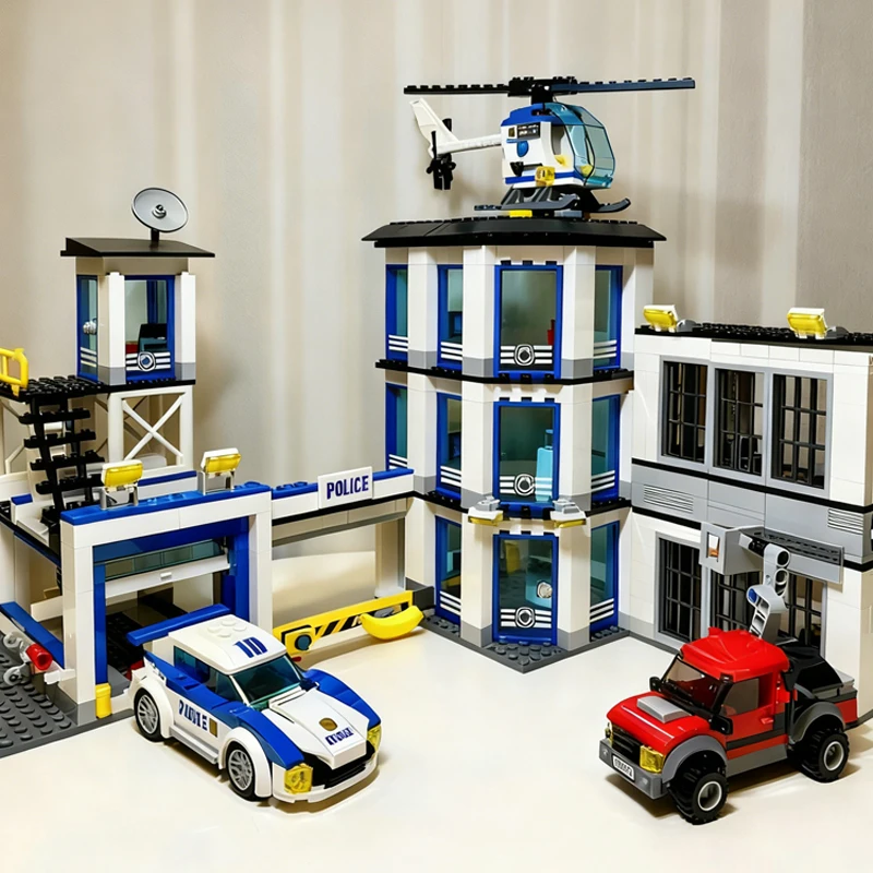 

Набор строительных блоков городской полиции с вертолетом, минифигурки — развивающая игрушка в подарок для мальчиков и девочек