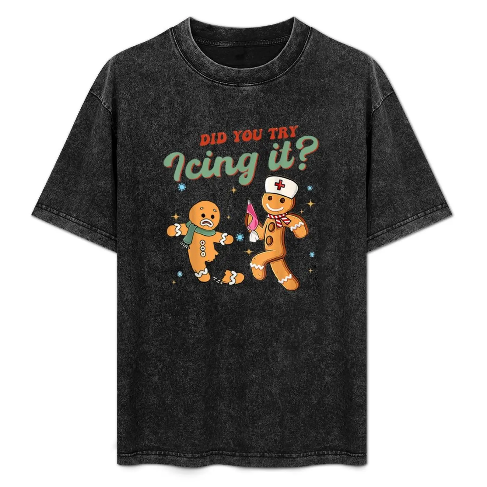 

Retro Gingerbread Man Did You Try Icing It Funny Ugly Chritmas Nurse T-Shirt tshirts personalised anime clothes men t shirt