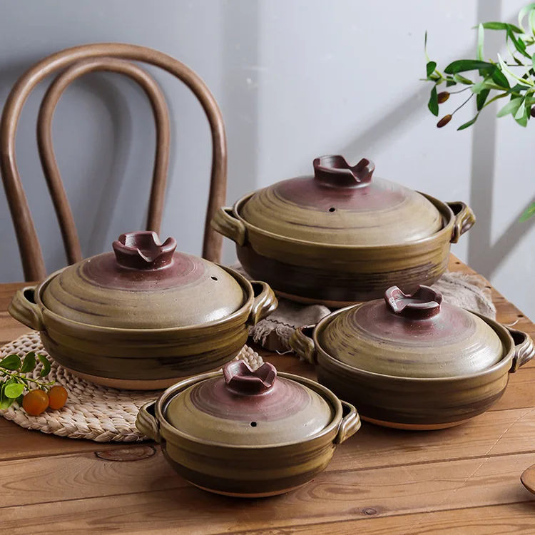 Ceramic Sand Pot Japanese Stew Pot  Soup Pot Hand Colored Cooking Casserole Stockpot Dish Pan Cookware Stock Pot