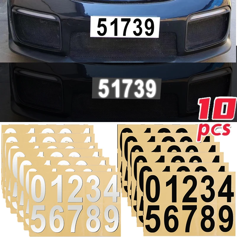 

Car License Plate Reflective Number Label Stickers Waterproof Invisible 0-9 Car Number Stickers Vinyl Reflective Mailbox Sticker