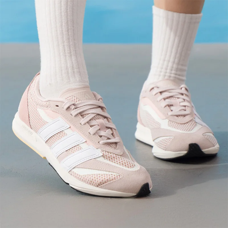 Adidas  Light Pink Suede Mesh Retro Running Shoes  White Three Stripe Soft Walking Trainers Women Men JQ7233