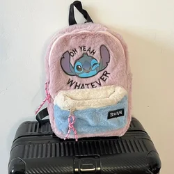 Mochila De felpa de animales de Disney Stitch para niños, mochilas escolares de dibujos animados, mochilas Kawaii para niñas, viajes al aire libre, mochila de moda