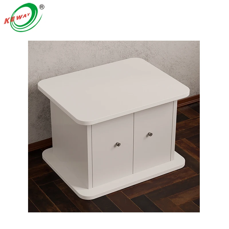 custom.Factory Direct Sales White  Melamine Panels Coffee Table with Holder Hotplate