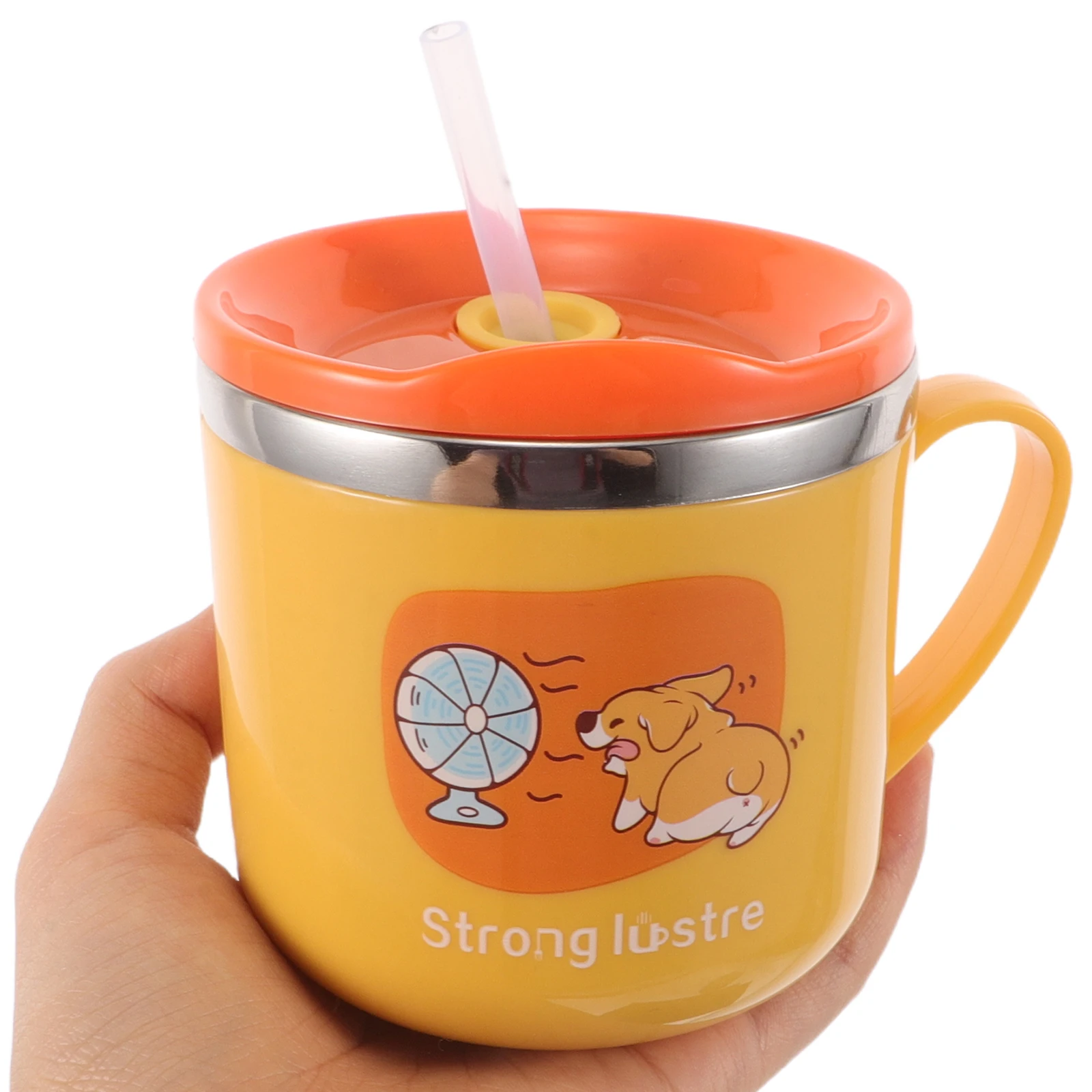 

2pcs Stainless Steel s Straw Cup Double Insulated Water Bottle With Lid Durable Leakproof Cartoon Design Clear