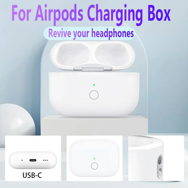 For Airpods 1/2/3/Pro USB-C Replacement Wireless Charging Box Air pods Charger Case Bluetooth Earphone Accessory 680mAh Battery