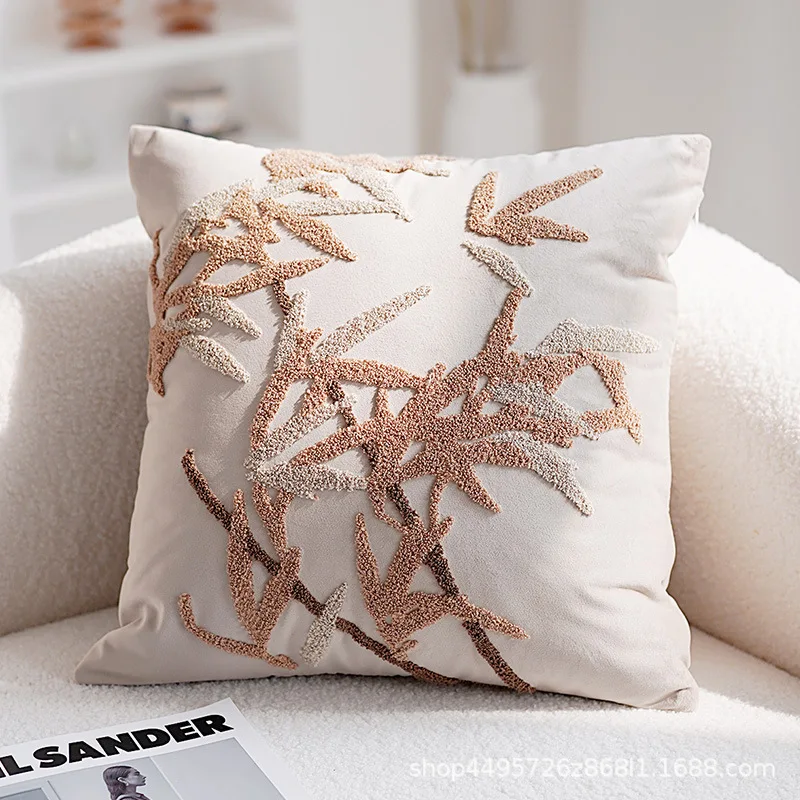 45x45CM Brown Vintage Nordic Throw Pillow Cover Cream Light Luxury Sofa Cushion Waist Cover Simple Decorative Pillowcase