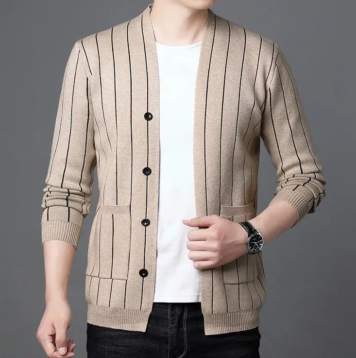 Áo Cardigan Thương Hiệu Áo Len Nam Dạo Phố Thời Trang Áo Len Áo Khoác Nam Thu Đông Cashmere Ấm Áp Áo Khoác Len Cardigan Nam Có Túi