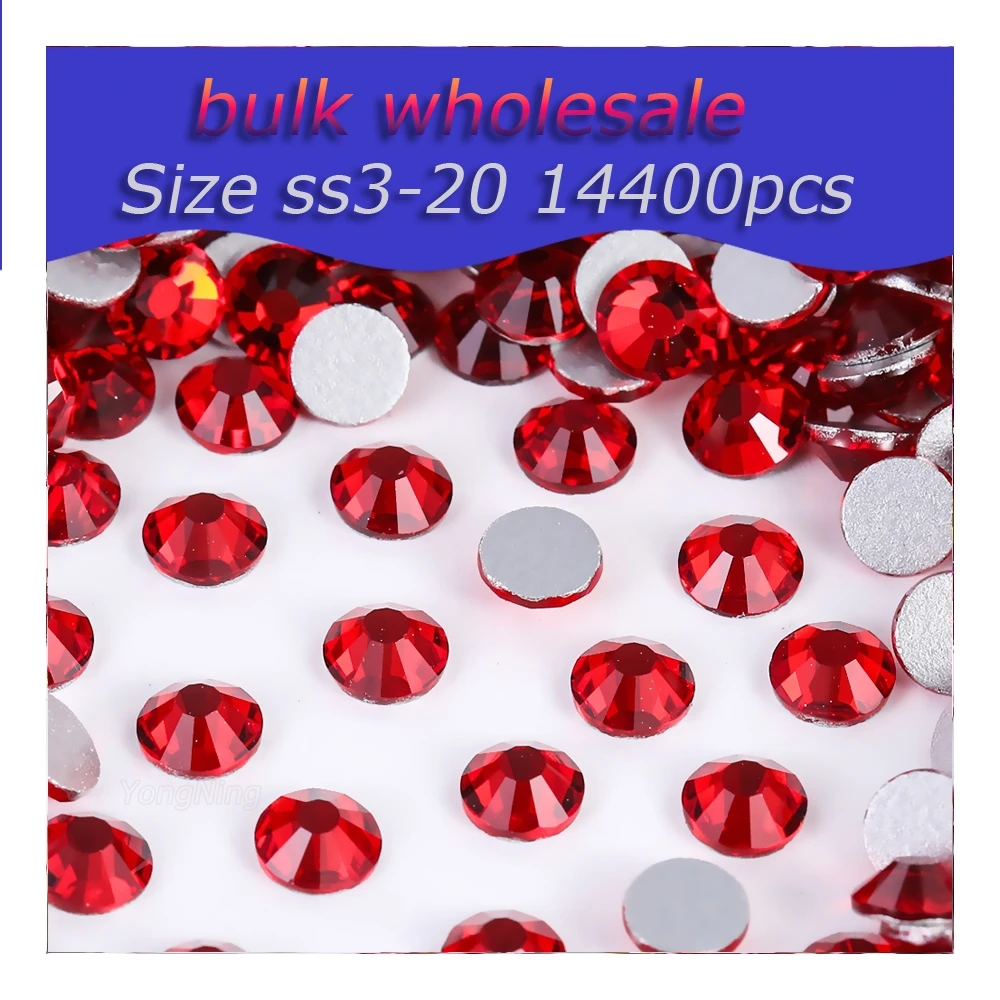 Wholesale Bulk 14400pcs SS6-SS20 Big Package Color Non Hot Fix Rhinestone l nail Flat Back Crystal Strass Glitter Stone Garment