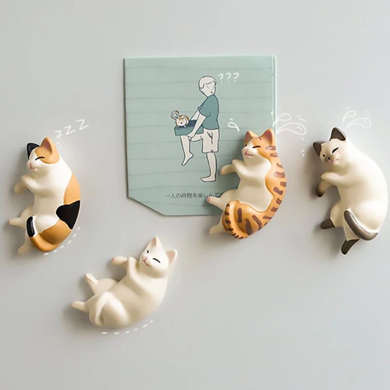 Simulation Lazy Cat Refrigerator Magnet Message Photo Wall Animals Sticker Creative Fridge Magnet Cute Sleep Cat Home Decoration