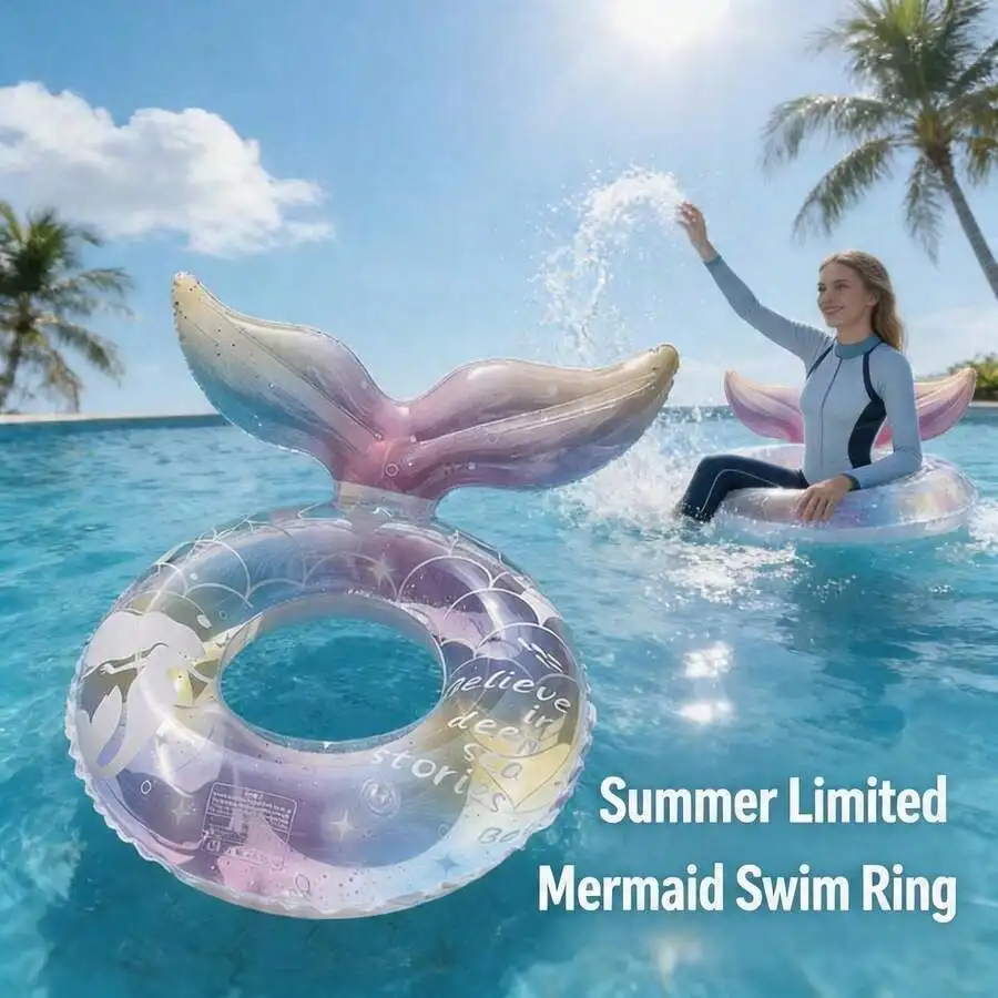 

Gradient Mermaid Tail Swim Ring, Thickened Leak-Proof Inflatable Pool Float For Adults, Summer Beach Pool Party Float, Anti-Rollover Water Must-Haves, Pool Inflatable, Beach Essentials, Pool Float