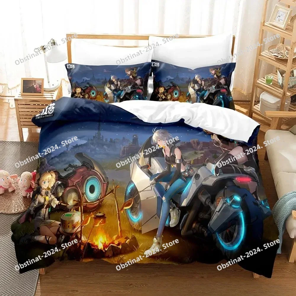 

2025 Tower of Fantasy Bedding Set Duvet Cover Full Queen King Size Pillowcase Bed Printed Bed Set Aldult Kid Bedroom Single Twin